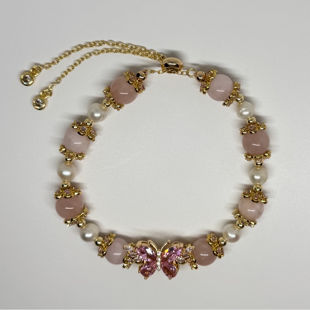 Madagascar Rose Quartz and Pearls Bracelet